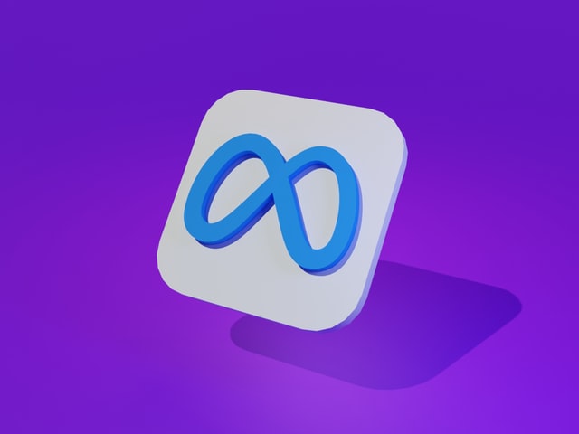 Meta logo with a purple background.