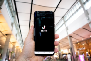 Phone with Tiktok pulled up.