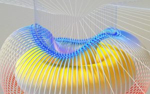 Graphic rendering of nuclear fusion.