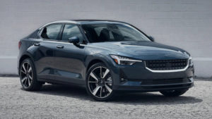 Dark grady Polestar 2 EV.
